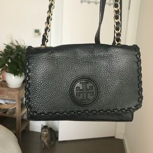 Tory Burch small leather black crossbody w/ gold